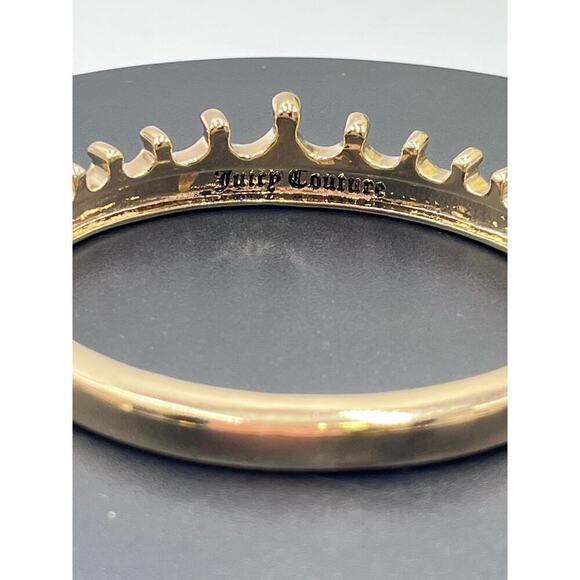 Juicy Couture Signed Gold Tone Pave Crown Royal Bling Bangle Bracelet - Picture 8 of 14